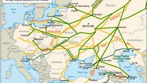 Rosyjskie gazociągi i ropociągi przechodzące przez Europę, źródło: www.eia.doe.gov