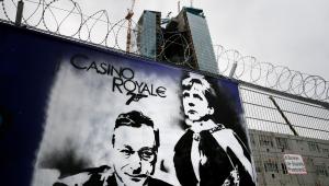 Angela Merkel i Mario Draghi na graffitti we Frankfurcie